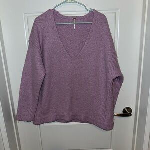 Free People Lavender V-Neck Sweater